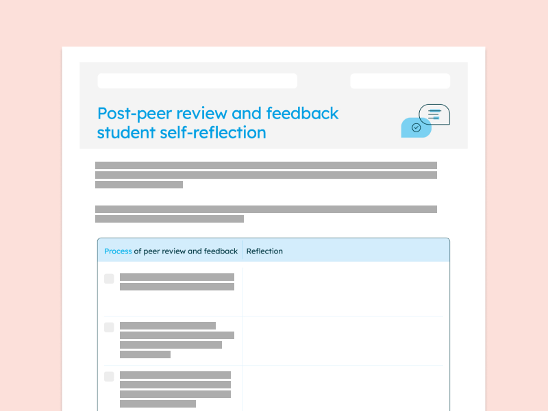 post-peer review and feedback student self-reflection